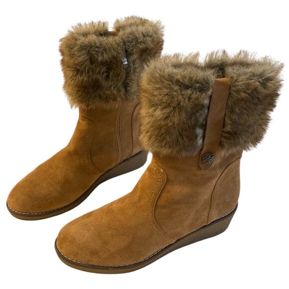 Patrizia Shoes - Patrizia by Spring Step Microsuede Faux Fur Wedge Boots 10